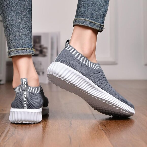 Women's Deep-Grey Athletic Walking Casual Mesh-Comfortable Workout Sneakers - Picture 4 of 7